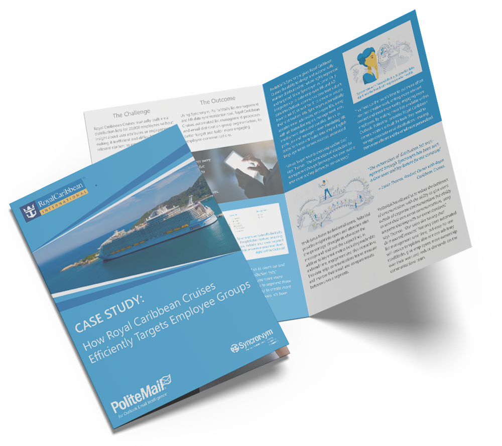 A case study with Royal Caribbean, outlining transitioning from Lotus Notes to PoliteMail for distribution list management