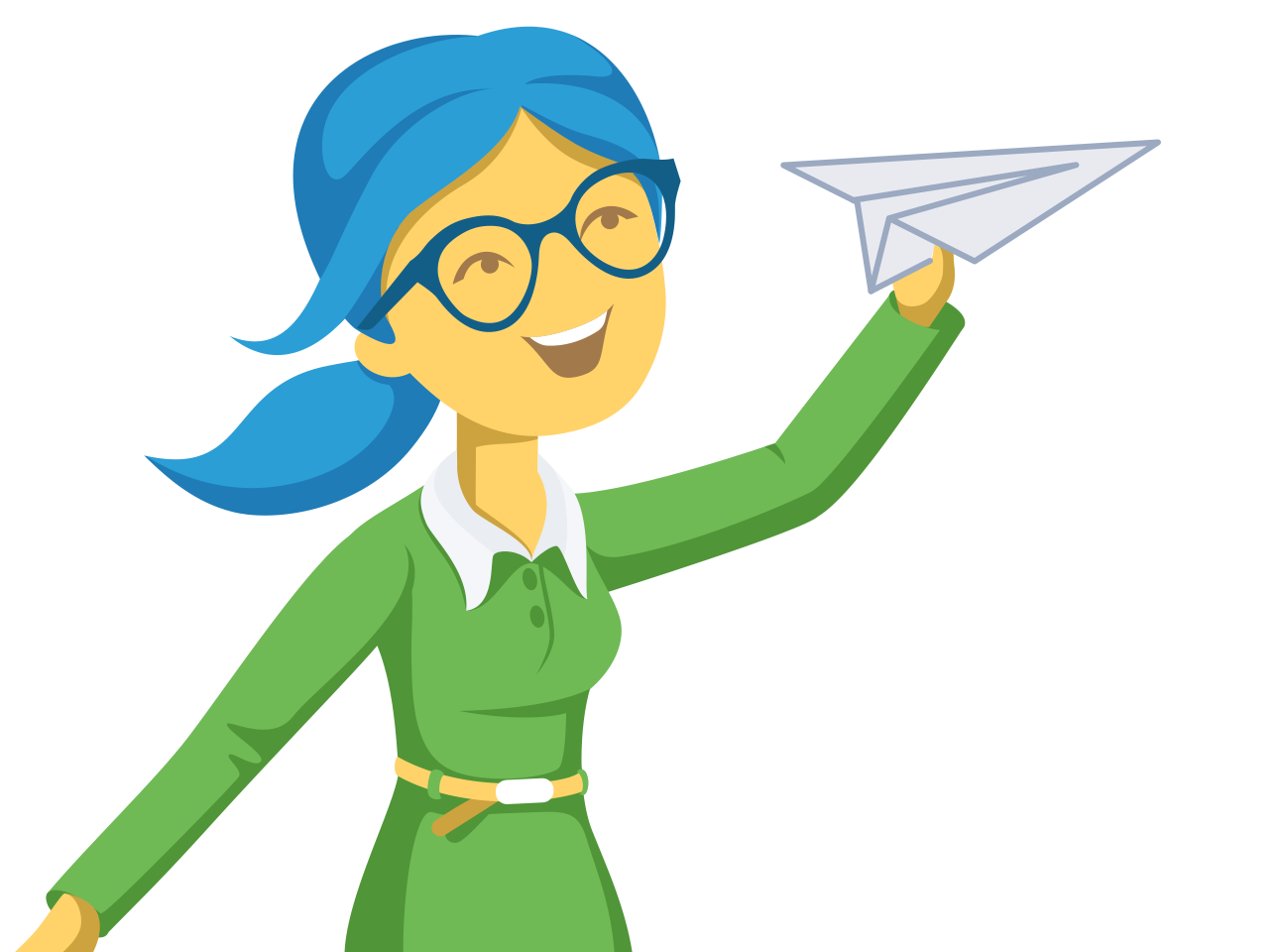 PoliteMail Paige throwing a paper airplane