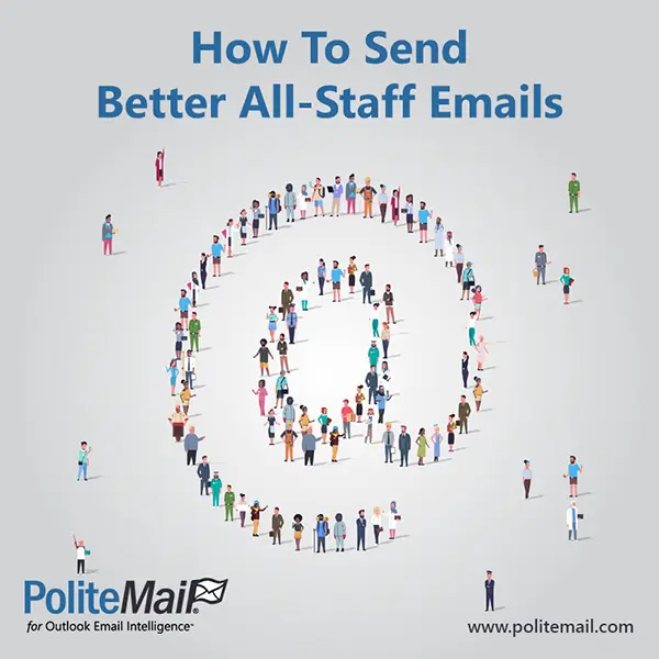 Image of a large group of various people representing staff, standing to make an @ symbol as seen from above