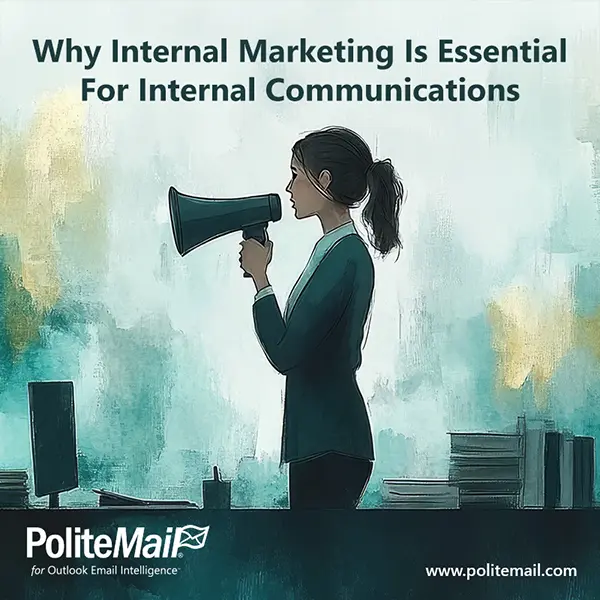 An Illustration of a female office worker holding a megaphone in an office environment.