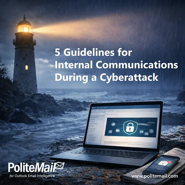 An image of a lighthouse shining it's light in a storm with a laptop and smartphone in the foreground