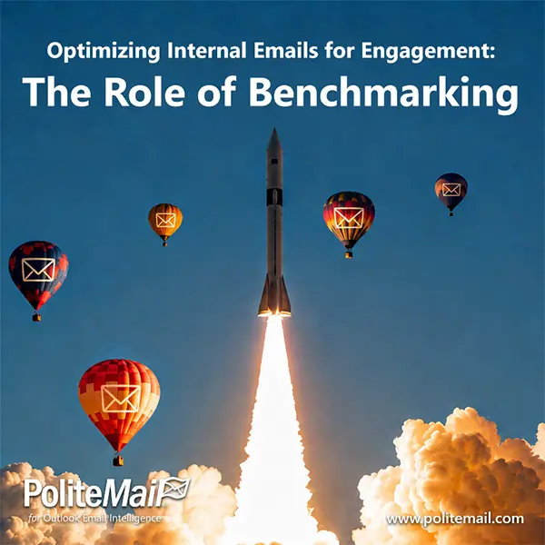 Image of a rocket launch taking off and surpassing hot air balloons with email icons on them.