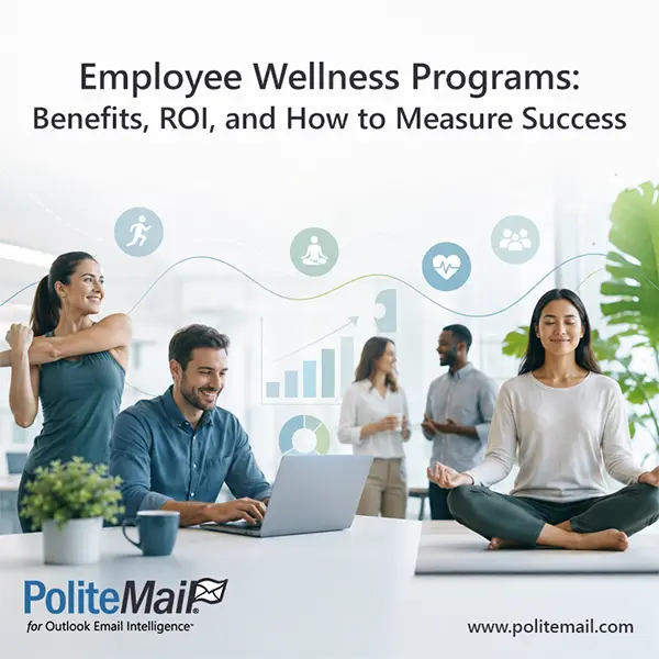 An image showing people in various poses between office, wellness and exercise.